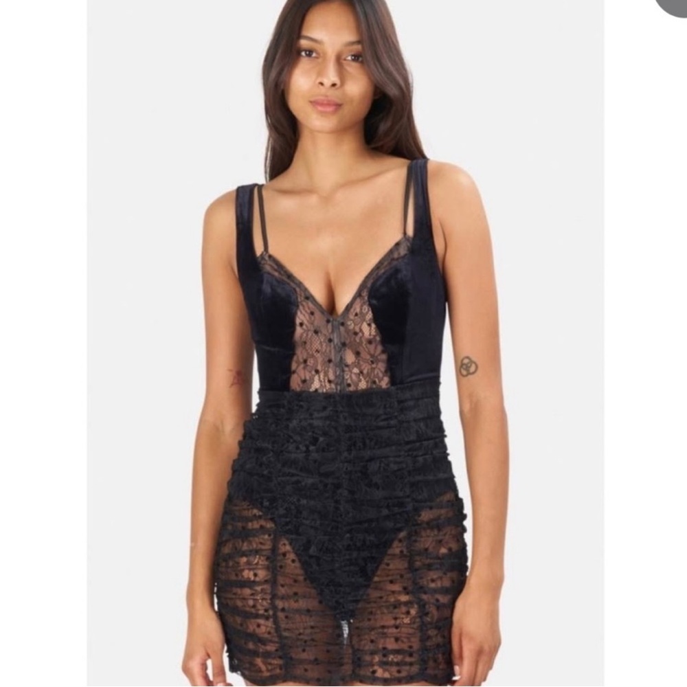 For Love And Lemons Black Lace Jourdan Mini Dress Sz M